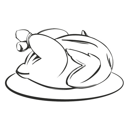 Grilled chicken, turkey meat, barbecue hand drawn vector illustration symbolのイラスト素材