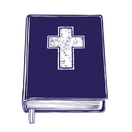 Bible, gospel, the doctrine of Christianity, symbol of Christianity. Hand drawn vector illustration sketch.のイラスト素材