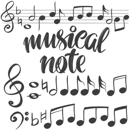 music note icon , calligraphy text hand drawn vector illustration sketch.のイラスト素材