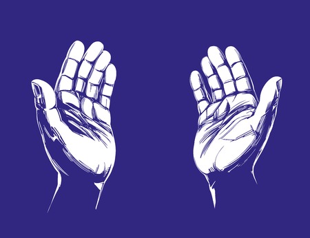 Praying Hands , symbol of Christianity hand drawn vector illustration sketchのイラスト素材