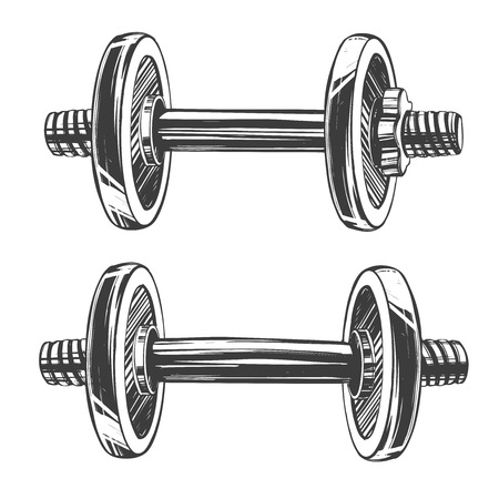 dumbbells, icon cartoon hand drawn vector illustration sketch.のイラスト素材
