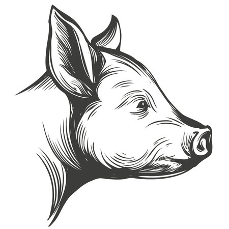 pig hand drawn vector illustration sketchのイラスト素材