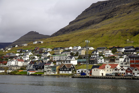 Klaksvik, Faroe Islands - August 2019: Boats in a Port in Klaksvik, the second largest town of the Faroe Islands, autonomous region of the Kingdom of Denmarkのeditorial素材