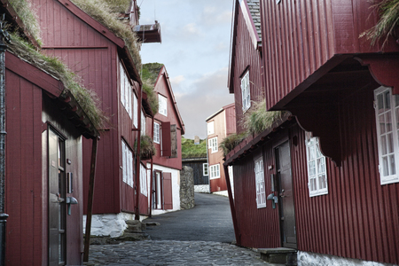 Torshavn, Faroe Islands, Denmark - 21 September 2019: Tinganes on a bright sunny dayのeditorial素材