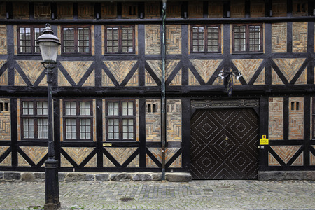 Malmo, Sweden, 13 September 2019 - View of Faxeska huset - a burghers house in half-timbered style from 1760s.のeditorial素材