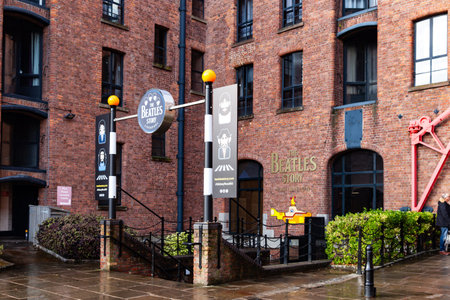 Liverpool, UK - 19 October 2019: The Beatles Story museum entrance