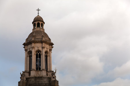 Dublin, Ireland - 10 November 2019: The Campanile of Trinity College