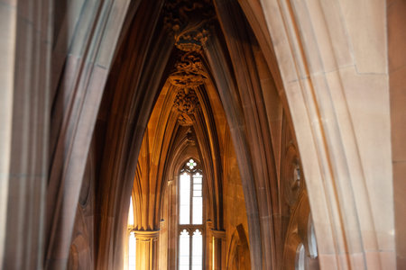 Manchester, UK: 20 October 2019: The John Rylands Library ceiling arches