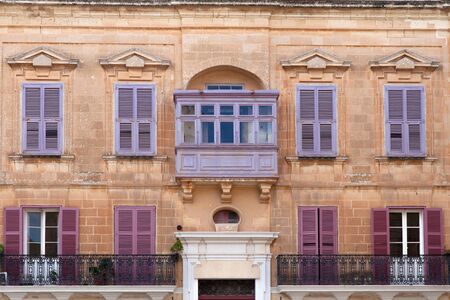 Mdina, Malta - 4 January 2020: Typical Maltese blinds and balconyのeditorial素材