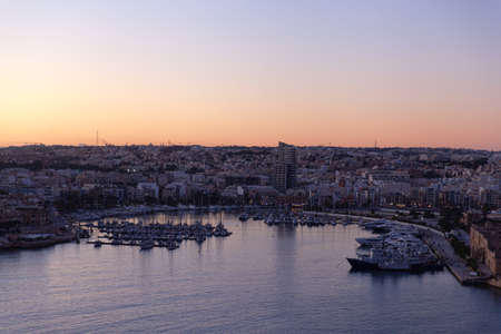 Msida, Malta - 7 January 2020: Yacht Marina at susnetのeditorial素材