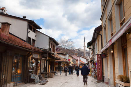 Sarajevo, Bosnia and Herzegovina - 27 February 2019: old town showing commerce at curciluk veliki streetのeditorial素材