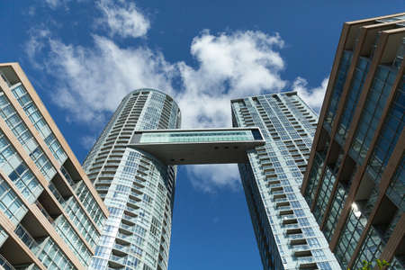 Toronto, Canada - 9 September 2017: Concord Cityplace Parade skyscraper bottom viewのeditorial素材