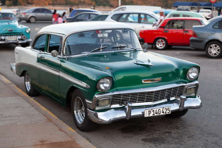 Havana, Cuba - 1 February 2015: Retro car chevrolet bel air 1956 used as taxi to entertain touristsのeditorial素材