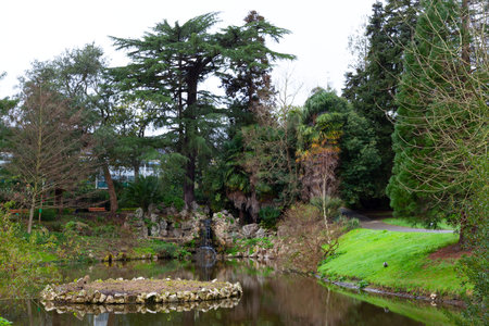 Nantes, France: 22 February 2020: Botanic garden of Nantesのeditorial素材
