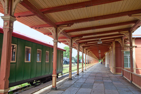 Haapsalu, Estonia - 18 August 2019: defunct railway station and currently Railway and Communications museumのeditorial素材