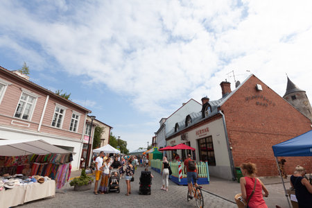 Haapsalu, Estonia - 18 August 2019: Karja streetのeditorial素材