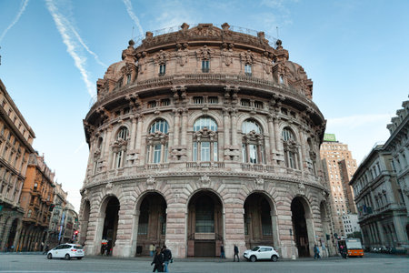 Genoa, Italy - April 1, 2015: the palace of the New Stock Exchangeのeditorial素材