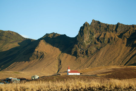 Vik, Iceland - 4 November 2016: Reyniskirkja Church in the morning