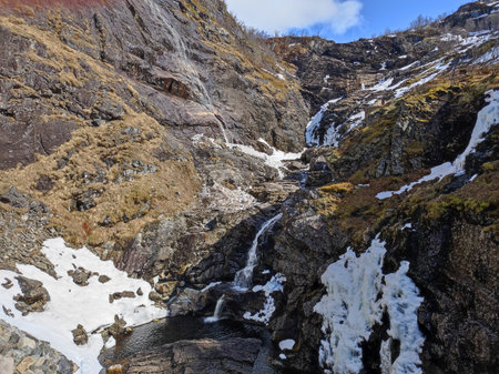 Norway - 30 April 2022: Kjosfossen Falls