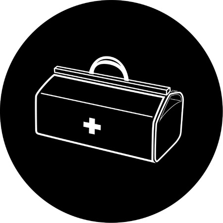Vector medical suitcase icon. Black and white. Simply change. のイラスト素材