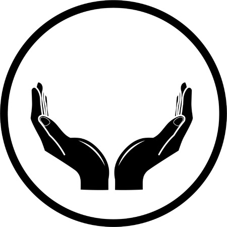 Vector hands icon. Black and white. Simply change.