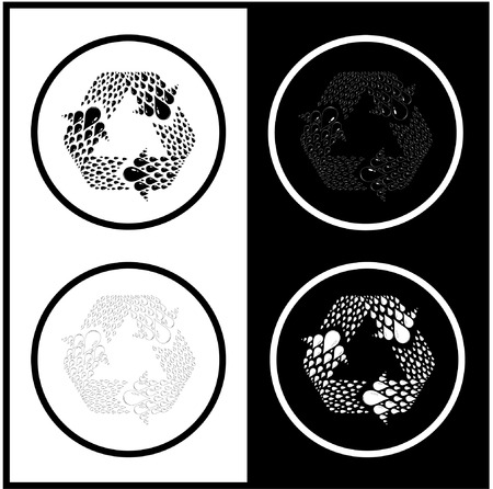 Vector recycle icons. Black and white. Simply change.のイラスト素材