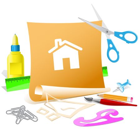 Home. Vector paper template.のイラスト素材