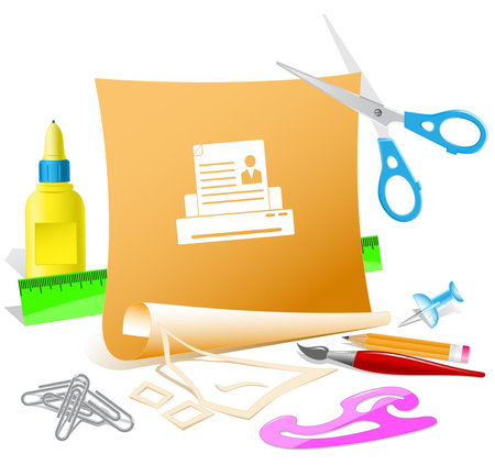 Printer. Vector paper template.のイラスト素材