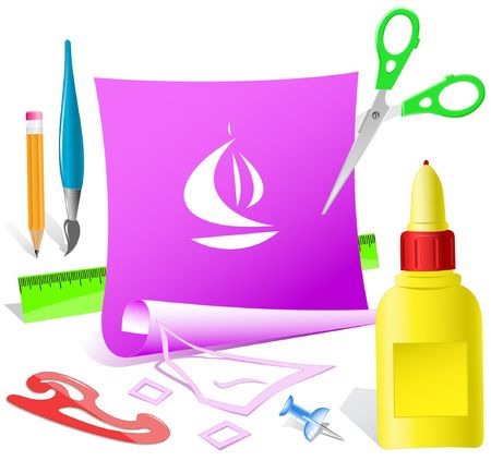 Ship. Vector paper template.のイラスト素材