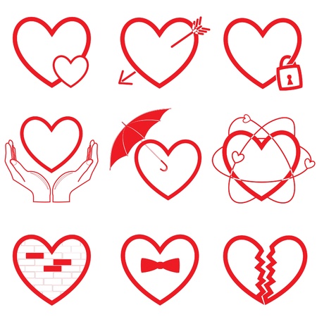 Heart icons. Red and white. Simply change.の写真素材