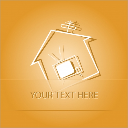 Home TV. Paper sticker as bookmark. Vector illustration. のイラスト素材