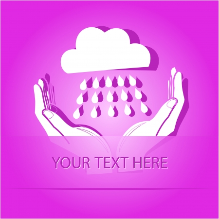 weather in hands. Paper sticker as bookmark. Vector illustration. のイラスト素材