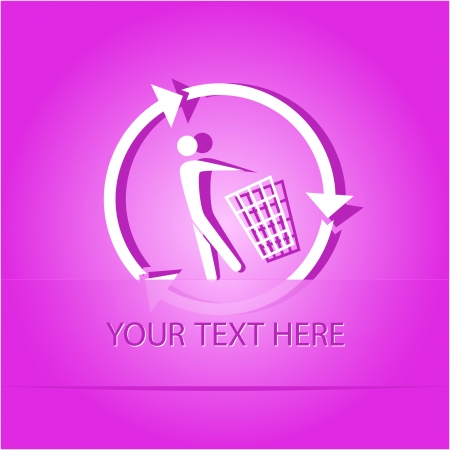 Recycling bin. Paper sticker as bookmark. Vector illustration. のイラスト素材