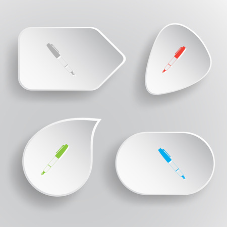 Ink pen and pencil. White flat vector buttons on gray background.のイラスト素材
