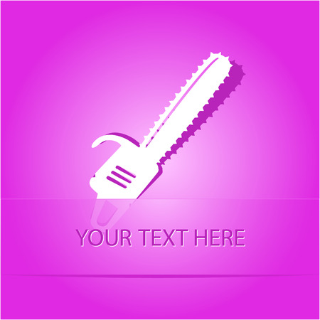 Gasoline-powered saw. Paper sticker as bookmark. Vector illustration. のイラスト素材