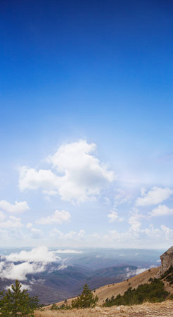 Cloudy Crimean weather in mountainsの写真素材