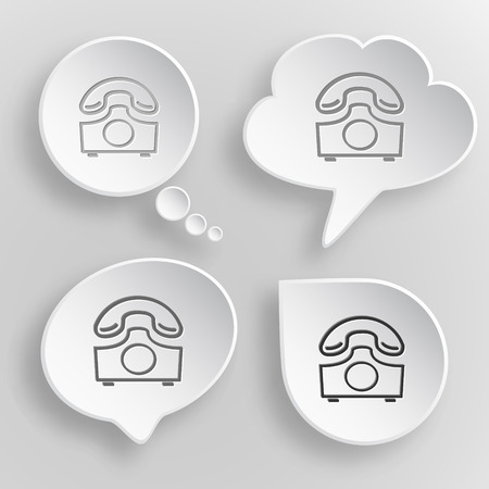 Old phone. White flat vector buttons on gray background.のイラスト素材