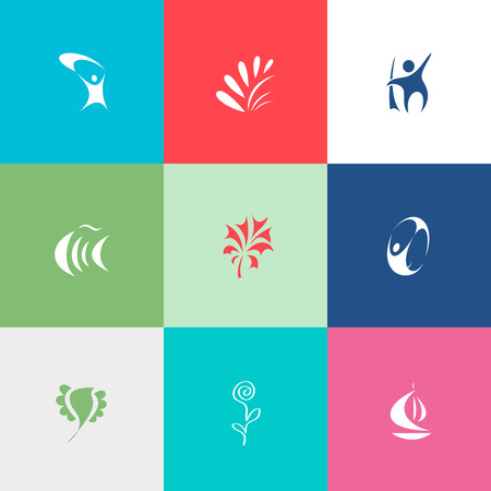 Abstract set. Flat color vector icons.のイラスト素材
