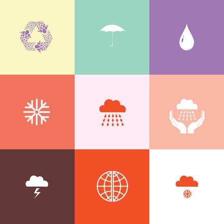 Weather set. Flat color vector icons.のイラスト素材