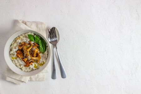 Risotto with mushrooms. Italian cuisine. Proper nutrition. Vegetarian foodの写真素材