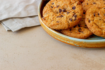 Cookies with chocolate. Pastries. Breakfast. Vegetarian food. Recipe.