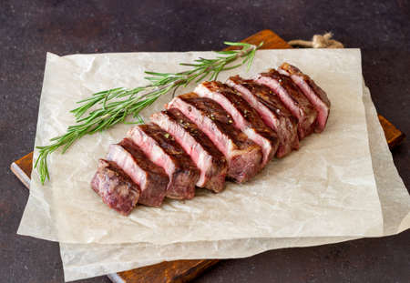 Grilled beef steak. American cuisine. Recipe meatの写真素材