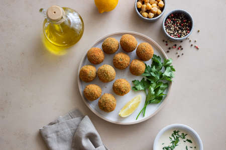 Fresh chickpea falafel. Healthy eating. Vegetable foodの写真素材