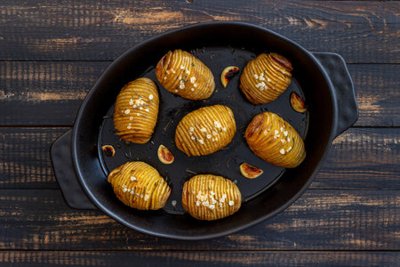 Baked potatoes with rosemary and garlic. Healthy eating. Vegetable food