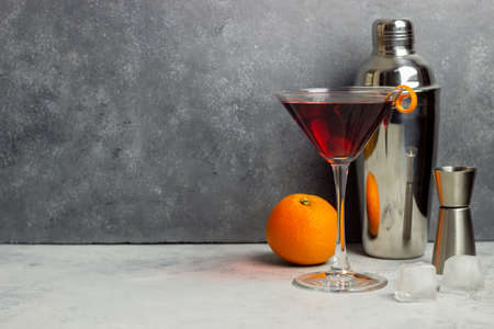 Classic Manhattan cocktail. Alcoholic beverages. Bar Restaurantの写真素材