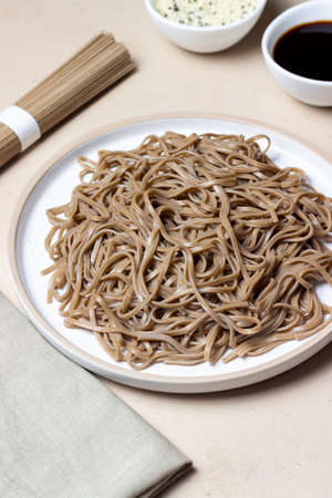 Soba noodles. Japanese food. Vegetarian food. asian foodの写真素材