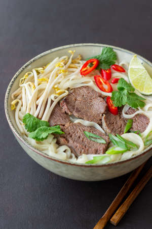 Pho Bo vietnamese soup with beef. Asian food. national cuisineの写真素材