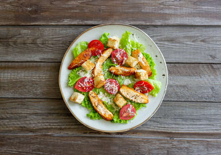 Caesar salad with chicken. Healthy eating. Diet Recipesの写真素材