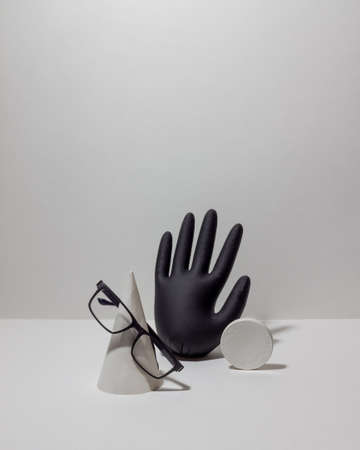 Still life with gloves and glasses. Art. designの写真素材