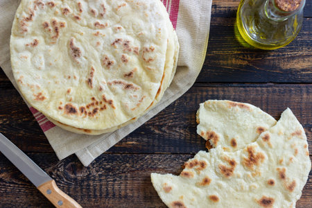 Pita bread on a wooden background. national cuisine. healthy eating. Vegetarian food